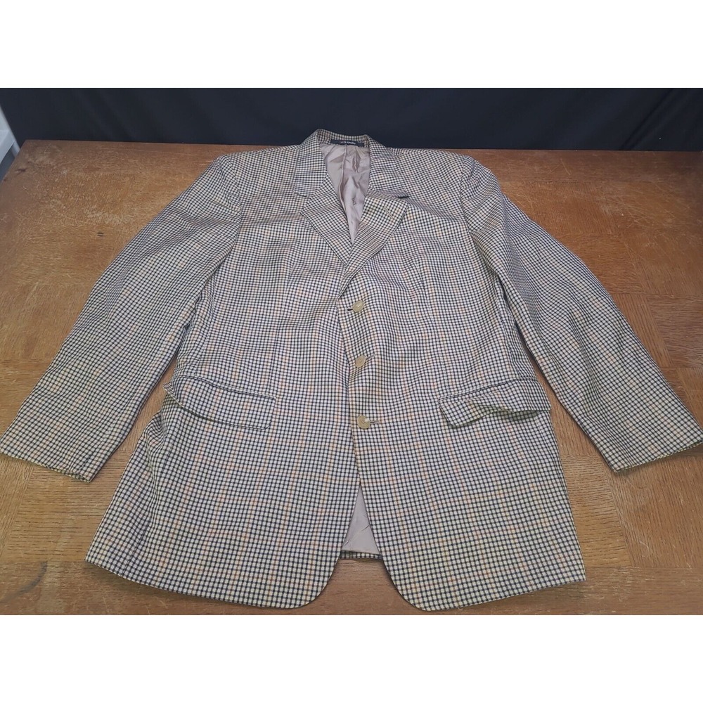 DAKS‎ LONDON Signature Multi-Color Plaid Wool/Silk Blazer Size 48